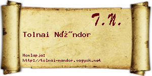 Tolnai Nándor névjegykártya